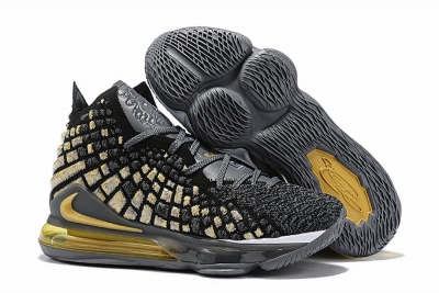 Nike Lebron James 17 Air Cushion Shoes Gray Gold