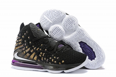 Nike Lebron James 17 Air Cushion Women Shoes Black Purple Gold